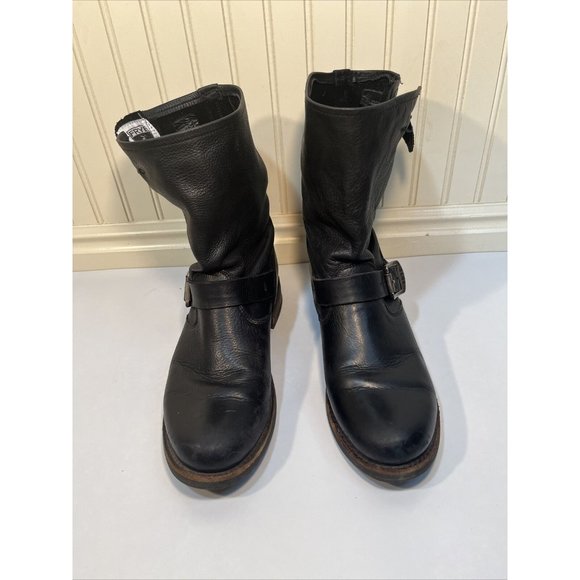 Frye Women’s Veronica Short Black Leather Buckle Moto Boot Size 8 - Picture 4 of 14